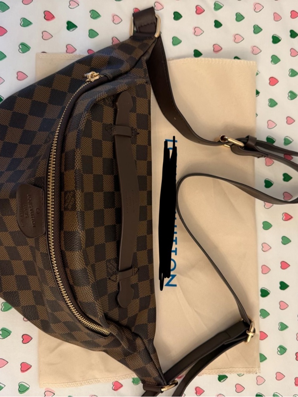 Designer Inspired Canvas Belt Bag with Gold Hardware